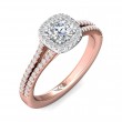 FlyerFit® 18K Pink Gold Shank And White Gold Top Split Shank Engagement Ring