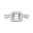 FlyerFit® 18K Pink Gold Shank And White Gold Top Micropave Halo Engagement Ring