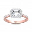 FlyerFit® 18K Pink Gold Shank And White Gold Top Micropave Halo Engagement Ring