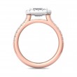 FlyerFit® 18K Pink Gold Shank And White Gold Top Micropave Halo Engagement Ring