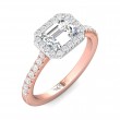 FlyerFit® 18K Pink Gold Shank And White Gold Top Micropave Halo Engagement Ring