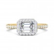 FlyerFit® 18K Yellow Gold Shank And White Gold Top Micropave Halo Engagement Ring