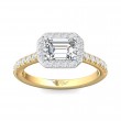 FlyerFit® 18K Yellow Gold Shank And White Gold Top Micropave Halo Engagement Ring