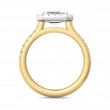 FlyerFit® 18K Yellow Gold Shank And White Gold Top Micropave Halo Engagement Ring