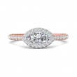 FlyerFit® 18K Pink Gold Shank And White Gold Top Micropave Halo Engagement Ring