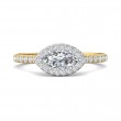 FlyerFit® 18K Yellow Gold Shank And White Gold Top Micropave Halo Engagement Ring