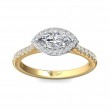 FlyerFit® 18K Yellow Gold Shank And White Gold Top Micropave Halo Engagement Ring