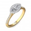 FlyerFit® 18K Yellow Gold Shank And White Gold Top Micropave Halo Engagement Ring