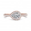 FlyerFit® 18K Pink Gold Micropave Halo Engagement Ring