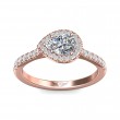 FlyerFit® 18K Pink Gold Micropave Halo Engagement Ring