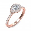 FlyerFit® 18K Pink Gold Micropave Halo Engagement Ring