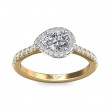 FlyerFit® 18K Yellow Gold Shank And White Gold Top Micropave Halo Engagement Ring