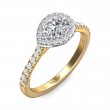 FlyerFit® 18K Yellow Gold Shank And White Gold Top Micropave Halo Engagement Ring