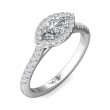 FlyerFit® 18K White Gold Micropave Halo Engagement Ring