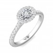 FlyerFit® 18K White Gold Micropave Halo Engagement Ring