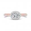 FlyerFit® 14K Pink Gold Shank And White Gold Top Micropave Halo Engagement Ring