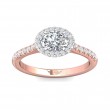 FlyerFit® 14K Pink Gold Shank And White Gold Top Micropave Halo Engagement Ring