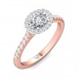 FlyerFit® 14K Pink Gold Shank And White Gold Top Micropave Halo Engagement Ring