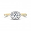 FlyerFit® 18K Yellow Gold Shank And White Gold Top Micropave Halo Engagement Ring