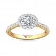 FlyerFit® 18K Yellow Gold Shank And White Gold Top Micropave Halo Engagement Ring