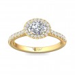 FlyerFit® 18K Yellow Gold Micropave Halo Engagement Ring