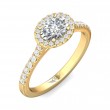 FlyerFit® 18K Yellow Gold Micropave Halo Engagement Ring