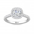 FlyerFit® 18K White Gold Micropave Halo Engagement Ring