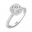 FlyerFit® 18K White Gold Micropave Halo Engagement Ring