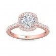 FlyerFit® 14K Pink Gold Micropave Halo Engagement Ring