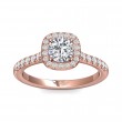 FlyerFit® 18K Pink Gold Micropave Halo Engagement Ring