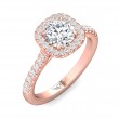 FlyerFit® 14K Pink Gold Micropave Halo Engagement Ring