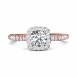 FlyerFit® 14K Pink Gold Shank And White Gold Top Micropave Halo Engagement Ring