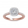 FlyerFit® 14K Pink Gold Shank And White Gold Top Micropave Halo Engagement Ring