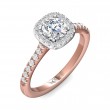 FlyerFit® 14K Pink Gold Shank And White Gold Top Micropave Halo Engagement Ring