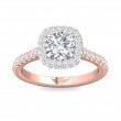 FlyerFit® 14K Pink Gold Shank And White Gold Top Micropave Halo Engagement Ring