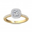 FlyerFit® 14K Yellow and 14K White Gold Micropave Halo Engagement Ring