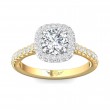 FlyerFit® 18K Yellow Gold Shank And White Gold Top Micropave Halo Engagement Ring