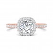 FlyerFit® 14K Pink Gold Shank And White Gold Top Micropave Halo Engagement Ring