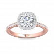 FlyerFit® 14K Pink Gold Shank And White Gold Top Micropave Halo Engagement Ring