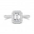 FlyerFit® 18K White Gold Micropave Halo Engagement Ring