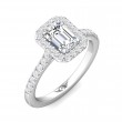 FlyerFit® 18K White Gold Micropave Halo Engagement Ring