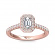 FlyerFit® 18K Pink Gold Micropave Halo Engagement Ring