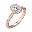 FlyerFit® 18K Pink Gold Micropave Halo Engagement Ring