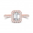 FlyerFit® 18K Pink Gold Micropave Halo Engagement Ring