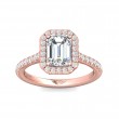 FlyerFit® 18K Pink Gold Micropave Halo Engagement Ring