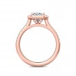 FlyerFit® 18K Pink Gold Micropave Halo Engagement Ring