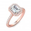 FlyerFit® 18K Pink Gold Micropave Halo Engagement Ring