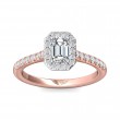 FlyerFit® 14K Pink Gold Shank And White Gold Top Micropave Halo Engagement Ring