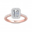 FlyerFit® 18K Pink Gold Shank And White Gold Top Micropave Halo Engagement Ring