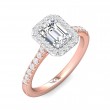 FlyerFit® 18K Pink Gold Shank And White Gold Top Micropave Halo Engagement Ring